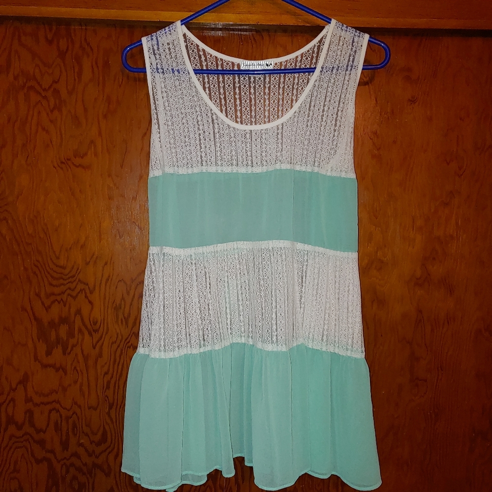 Adorable Semi Sheer & Lace Sleeveless Top